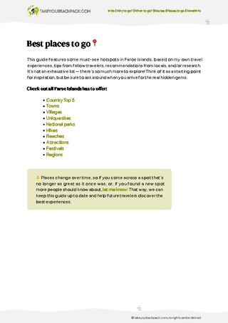 example page 3 from our offline Travel Guide for Faroe Islands